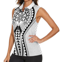 Philippines Batok Tribal Inspired Tattoo White Women Sleeveless Polo Shirt LT05 - Polynesian Pride