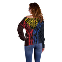 Philippines Batok Tribal Inspired Tattoo Off Shoulder Sweater LT05 - Polynesian Pride
