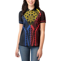 Philippines Batok Tribal Inspired Tattoo Women Polo Shirt LT05 - Polynesian Pride