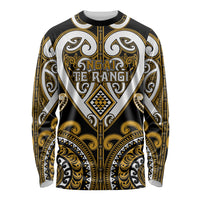Custom Aotearoa Ngai Te Rangi Long Sleeve Shirt Maori Tribal Pattern LT05 Unisex Gold - Polynesian Pride