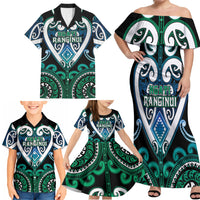 Custom Aotearoa Ngati Ranginui Family Matching Off Shoulder Maxi Dress and Hawaiian Shirt Maori Tribal Pattern LT05 - Polynesian Pride