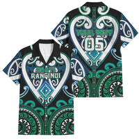 Custom Aotearoa Ngati Ranginui Family Matching Off Shoulder Short Dress and Hawaiian Shirt Maori Tribal Pattern LT05 Dad's Shirt - Short Sleeve Cyan - Polynesian Pride
