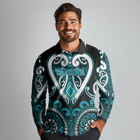 Custom Aotearoa Tapuika Long Sleeve Polo Shirt Maori Tribal Pattern LT05 - Polynesian Pride