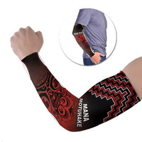 Aotearoa Mana Motuhake Arm Sleeves Poutama With Maori Pattern LT05 Set of 2 Red - Polynesian Pride