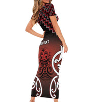 Personalised Aotearoa Mana Motuhake Family Matching Short Sleeve Bodycon Dress and Hawaiian Shirt Poutama With Maori Pattern - Polynesian Pride