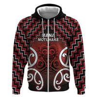 Personalised Aotearoa Mana Motuhake Hoodie Poutama With Maori Pattern LT05 Zip Hoodie Red - Polynesian Pride