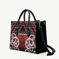 Aotearoa Mana Motuhake Leather Bag Poutama With Maori Pattern - Polynesian Pride