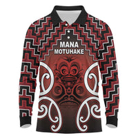 Personalised Aotearoa Mana Motuhake Long Sleeve Polo Shirt Poutama With Maori Pattern - Polynesian Pride