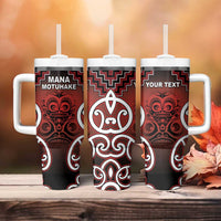 Personalised Aotearoa Mana Motuhake Tumbler With Handle Poutama With Maori Pattern - Polynesian Pride