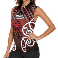 Personalised Aotearoa Mana Motuhake Women Sleeveless Polo Shirt Poutama With Maori Pattern - Polynesian Pride