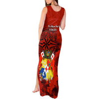 tonga-king-tupou-i-day-tank-maxi-dress-tropical-flowers-with-ngatu-pattern