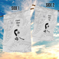 Lung Cancer Awareness Garden Flag Never Give Up Polynesian Style LT05 - Polynesian Pride