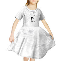 Lung Cancer Awareness Kid Short Sleeve Dress Never Give Up Polynesian Style LT05 - Polynesian Pride