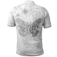 Lung Cancer Awareness Polo Shirt Never Give Up Polynesian Style LT05 - Polynesian Pride