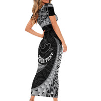 Personalised New Zealand Bungy Jumping Short Sleeve Bodycon Dress Maori Pattern LT05 - Polynesian Pride