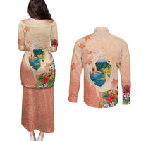 Hawaii Kauai Na Pali Coast Landscape Couples Matching Puletasi and Long Sleeve Button Shirt