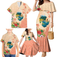 Hawaii Kauai Na Pali Coast Landscape Family Matching Mermaid Dress and Hawaiian Shirt