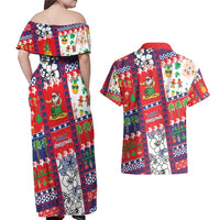 Wallis And Futuna Christmas Couples Matching Off Shoulder Maxi Dress and Hawaiian Shirt Festive Beach Vibes - Polynesian Pride