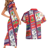 Wallis And Futuna Christmas Couples Matching Short Sleeve Bodycon Dress and Hawaiian Shirt Festive Beach Vibes - Polynesian Pride