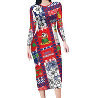 Wallis And Futuna Christmas Family Matching Long Sleeve Bodycon Dress and Hawaiian Shirt Festive Beach Vibes LT05 Mom's Dress Red - Polynesian Pride