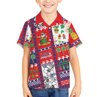 Wallis And Futuna Christmas Family Matching Long Sleeve Bodycon Dress and Hawaiian Shirt Festive Beach Vibes LT05 Son's Shirt Red - Polynesian Pride