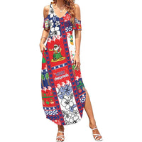 Wallis And Futuna Christmas Family Matching Summer Maxi Dress and Hawaiian Shirt Festive Beach Vibes LT05 Mom's Dress Red - Polynesian Pride
