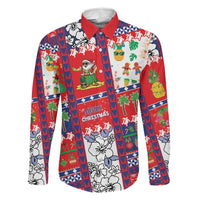 Wallis And Futuna Christmas Family Matching Tank Maxi Dress and Hawaiian Shirt Festive Beach Vibes LT05 Dad's Shirt - Long Sleeve Red - Polynesian Pride