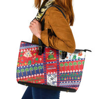 Wallis And Futuna Christmas Leather Tote Bag Festive Beach Vibes - Polynesian Pride