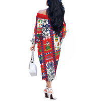 Wallis And Futuna Christmas Off The Shoulder Long Sleeve Dress Festive Beach Vibes LT05 - Polynesian Pride