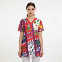 Wallis And Futuna Christmas Scrub Top Festive Beach Vibes - Polynesian Pride