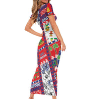 Wallis And Futuna Christmas Short Sleeve Bodycon Dress Festive Beach Vibes - Polynesian Pride