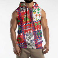 Wallis And Futuna Christmas Sleeveless Zip Hoodie Festive Beach Vibes - Polynesian Pride