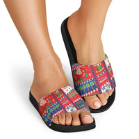 Wallis And Futuna Christmas Slide Sandals Festive Beach Vibes - Polynesian Pride
