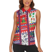 Wallis And Futuna Christmas Women Sleeveless Polo Shirt Festive Beach Vibes - Polynesian Pride