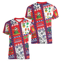 Wallis And Futuna Christmas Women V-Neck T-Shirt Festive Beach Vibes - Polynesian Pride