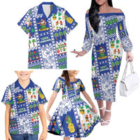 Northern Mariana Islands Christmas Family Matching Off The Shoulder Long Sleeve Dress and Hawaiian Shirt Festive Beach Vibes LT05 - Polynesian Pride