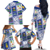 Northern Mariana Islands Christmas Family Matching Off The Shoulder Long Sleeve Dress and Hawaiian Shirt Festive Beach Vibes LT05 - Polynesian Pride