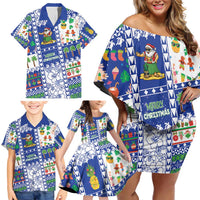 Northern Mariana Islands Christmas Family Matching Off Shoulder Short Dress and Hawaiian Shirt Festive Beach Vibes LT05 - Polynesian Pride