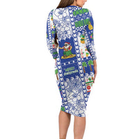 Northern Mariana Islands Christmas Long Sleeve Bodycon Dress Festive Beach Vibes - Polynesian Pride