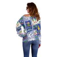 Northern Mariana Islands Christmas Off Shoulder Sweater Festive Beach Vibes - Polynesian Pride