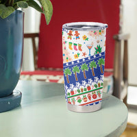 Northern Mariana Islands Christmas Tumbler Cup Festive Beach Vibes - Polynesian Pride