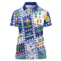 Northern Mariana Islands Christmas Women Polo Shirt Festive Beach Vibes LT05 Female Blue - Polynesian Pride