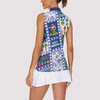 Northern Mariana Islands Christmas Women Sleeveless Polo Shirt Festive Beach Vibes LT05 - Polynesian Pride