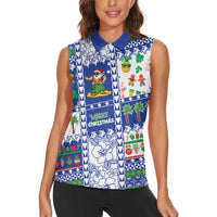 Northern Mariana Islands Christmas Women Sleeveless Polo Shirt Festive Beach Vibes LT05 - Polynesian Pride