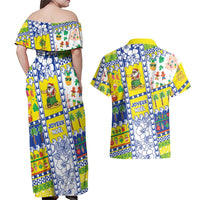 New Caledonia Christmas Couples Matching Off Shoulder Maxi Dress and Hawaiian Shirt Festive Beach Vibes LT05 - Polynesian Pride