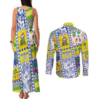 New Caledonia Christmas Couples Matching Tank Maxi Dress and Long Sleeve Button Shirt Festive Beach Vibes LT05 - Polynesian Pride