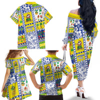 New Caledonia Christmas Family Matching Off The Shoulder Long Sleeve Dress and Hawaiian Shirt Festive Beach Vibes - Polynesian Pride