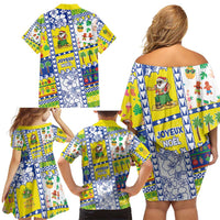 New Caledonia Christmas Family Matching Off Shoulder Short Dress and Hawaiian Shirt Festive Beach Vibes - Polynesian Pride