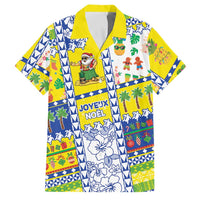 New Caledonia Christmas Family Matching Off Shoulder Short Dress and Hawaiian Shirt Festive Beach Vibes LT05 Dad's Shirt - Short Sleeve Yellow - Polynesian Pride