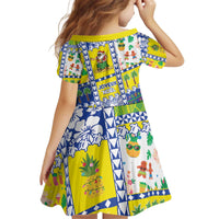 New Caledonia Christmas Kid Short Sleeve Dress Festive Beach Vibes - Polynesian Pride